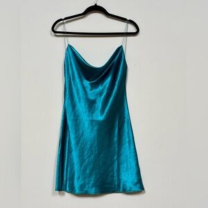 NWOT Double Zero Turquoise Satin-Like Dress